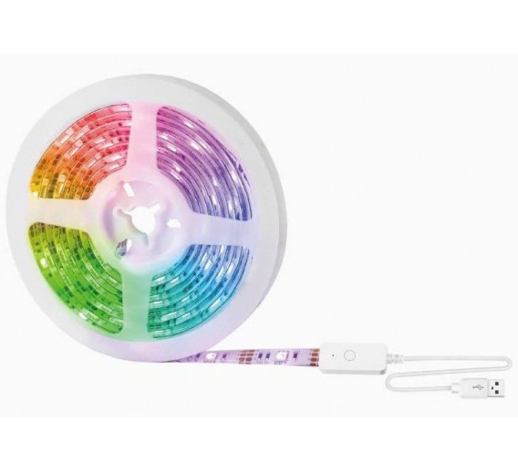 Apšvietimas. Lempos, LED lemputės, LED juostos. LED juostos, LED profiliai. LED juosta su valdikliu 5Vdc USB A, 2.8m, 84xLED RGB 