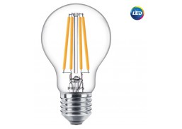 Apšvietimas. Lempos, LED lemputės, LED juostos. LED lemputės. LED lemputės E27 cokoliu. LED lempa 10.5W/827 A60 CL Philips 