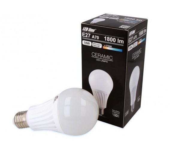 Apšvietimas. Lempos, LED lemputės, LED juostos. LED lemputės. LED lemputės E27 cokoliu. LED lemputė 18W E27 230V 1800LM 2700K 