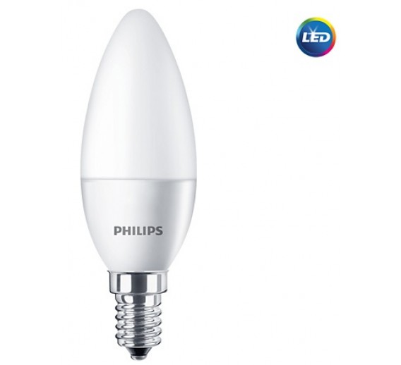 Apšvietimas. Lempos, LED lemputės, LED juostos. LED lemputės. LED lemputės E14 cokoliu. LED lemputė 5.5W E14 Philips 2700K B35 