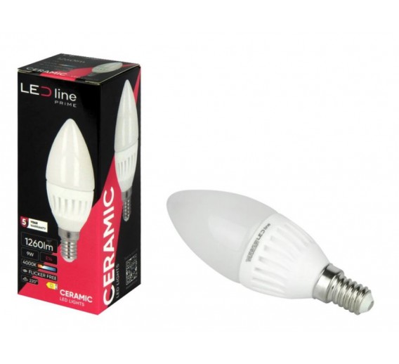 Apšvietimas. Lempos, LED lemputės, LED juostos. LED lemputės. LED lemputės E14 cokoliu. LED lemputė E14 9W 230V 1260Lm neutrali balta 