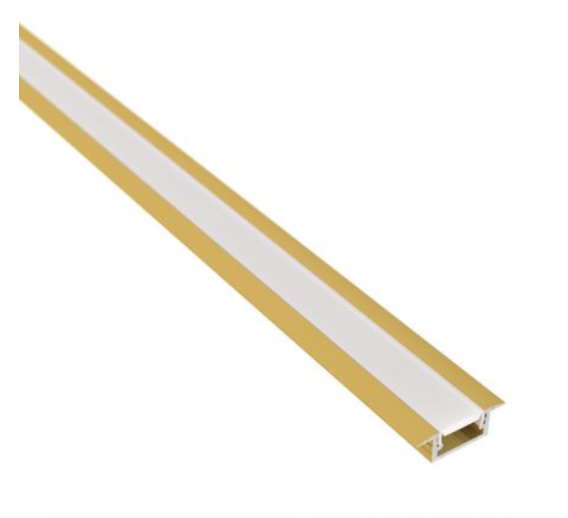 Apšvietimas. Lempos, LED lemputės, LED juostos. LED juostos, LED profiliai. LED profilis INLINE aukso spalvos 