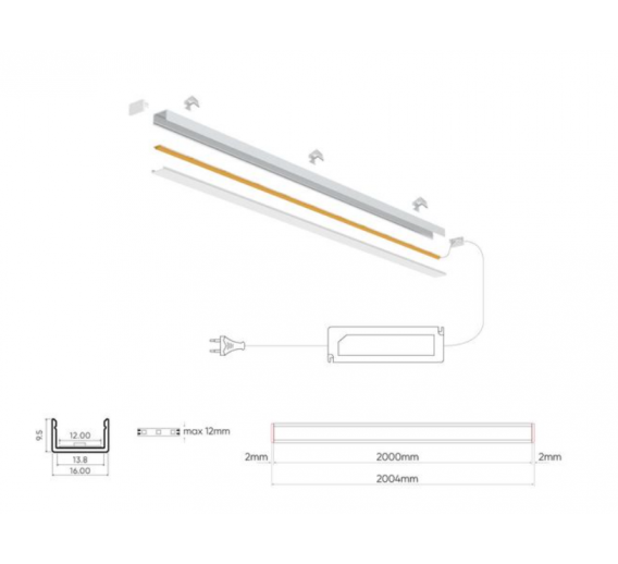 LED profilis paviršinis LEDline 2m 203617 | Lankava.lt