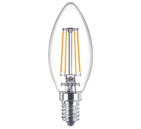 Apšvietimas. Lempos, LED lemputės, LED juostos. LED lemputės. LED lemputės E14 cokoliu. Lempa Philips LEDcorePro CLA 4,3W/840 E14 B35 