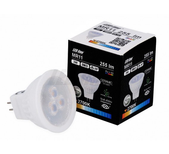 Apšvietimas. Lempos, LED lemputės, LED juostos. LED lemputės. LED lempos GU10 cokoliu. Lemputė LED MR11 3W 3K 255lm 