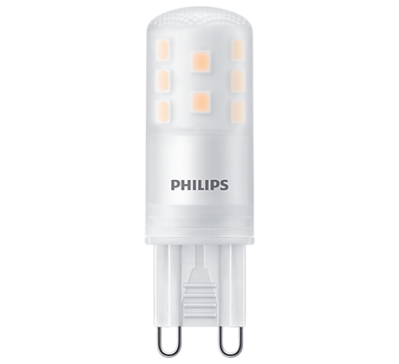 Apšvietimas. Lempos, LED lemputės, LED juostos. LED lemputės. LED lemputės G4, G9 cokoliu. Lemputė Philips LEDcorePro 2,6W/827 G9 