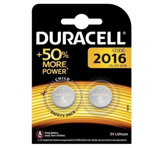 Elektronikos prekės. Elementai - baterijos. Ličio baterija 3V CR2016 2vnt Duracell 