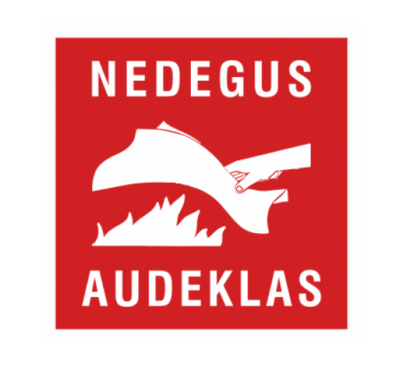Darbo saugos prekės. Saugos ženklai, aptvėrimo juostos. Lipdukas GS/0--1 Nedegus audeklas 130X130 mm 