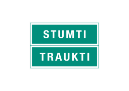 Darbo saugos prekės. Saugos ženklai, aptvėrimo juostos. Lipdukas INF/27 Stumti / Traukti 50x150 mm 