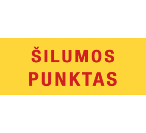 Darbo saugos prekės. Saugos ženklai, aptvėrimo juostos. Lipdukas šilumos punktas 100x300 mm 