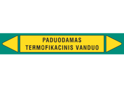 Darbo saugos prekės. Saugos ženklai, aptvėrimo juostos. Lipdukas VZ/17 Paduodamas termofikacinis vanduo 30x175 mm 