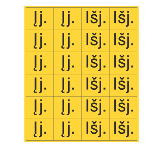 Darbo saugos prekės. Saugos ženklai, aptvėrimo juostos. Lipdukų komplektas OZ/02 Įjungta - Išjungta 24 vnt. 20x25 mm 