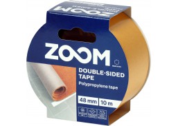 Vidaus apdailos prekės. Pakavimo, izoliacinės, lipnios juostos. Dvipusio lipnumo juostos. Lipni dvipusė polipropileninė juosta 48mm x 10m ZOOM