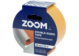 Vidaus apdailos prekės. Pakavimo, izoliacinės, lipnios juostos. Dvipusio lipnumo juostos. Lipni dvipusė polipropileninė juosta 48mm x 25m ZOOM