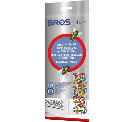 Sodo ir daržo prekės. Priemonės prieš kenkėjus. Priemonės prieš ropojančius ir skraidančius vabzdžius. Lipni lango juosta-musgaudis BROS 4 vnt.