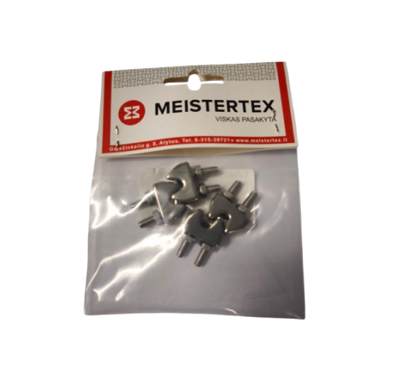 Tvirtinimo detalės. Karabinai, suspaudėjai, tempikliai. Lyno suspaudėjai. Lyno suspaudėjas 4 mm 4 vnt 