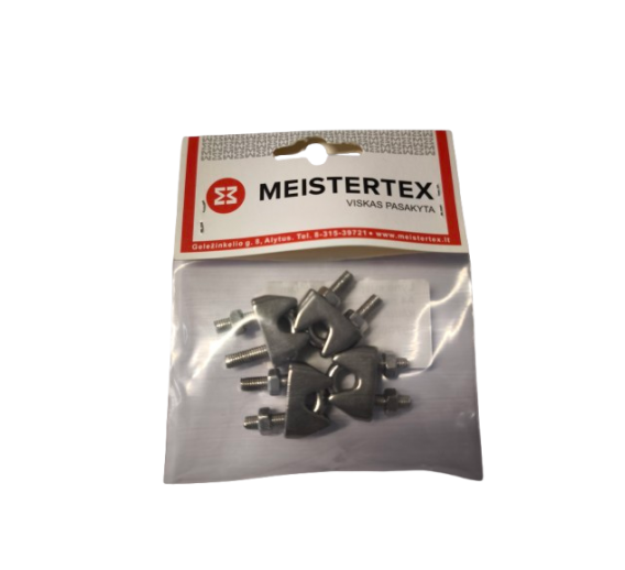 Tvirtinimo detalės. Karabinai, suspaudėjai, tempikliai. Lyno suspaudėjai. Lyno suspaudėjas 5 mm 4 vnt 