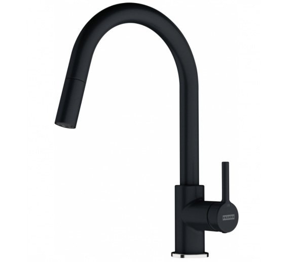 Santechnikos prekės. Vonios įranga. Maišytuvai, dušo komplektai. Virtuvės maišytuvai. Maišytuvas FRANKE Lina Onyx su ištraukiama žarna