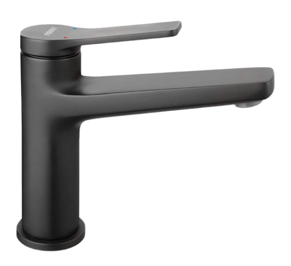 Santechnikos prekės. Vonios įranga. Maišytuvai, dušo komplektai. Virtuvės maišytuvai. Maišytuvas praustuvui juodas FERRO STRATOS BSC2BL 