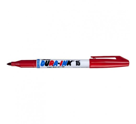 Darbo įrankiai. Mechaniniai įrankiai. Žymėjimo įrankiai - pieštukai, žymekliai, markeriai. Markeriai. Markeris DURA-INK15 raudonas 