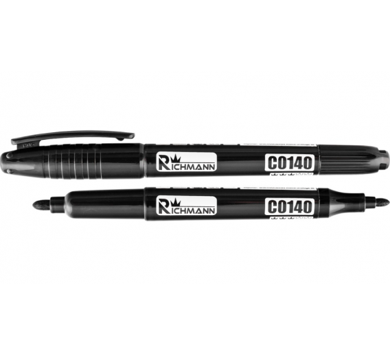 Darbo įrankiai. Mechaniniai įrankiai. Žymėjimo įrankiai - pieštukai, žymekliai, markeriai. Markeriai. Markeris juodas dvigubas, 42-C0140  1-2 mm  