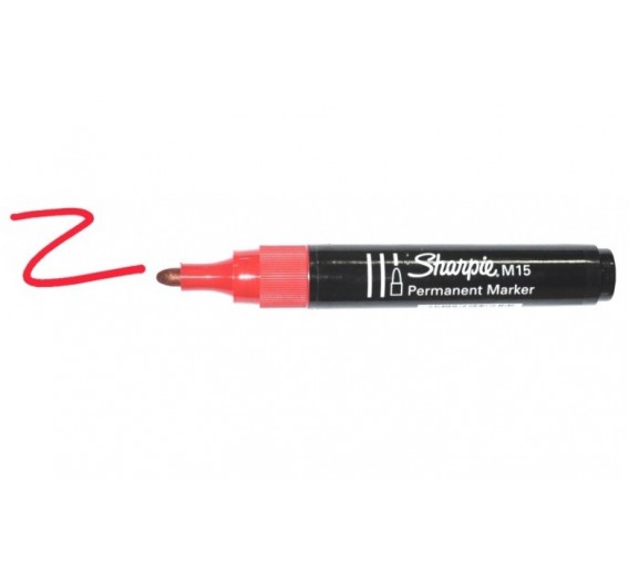 Darbo įrankiai. Mechaniniai įrankiai. Žymėjimo įrankiai - pieštukai, žymekliai, markeriai. Markeriai. Markeris Sharpie raudonas M15 apvalus 
