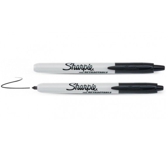Darbo įrankiai. Mechaniniai įrankiai. Žymėjimo įrankiai - pieštukai, žymekliai, markeriai. Markeriai. Markeris Sharpie Retractable juodas 