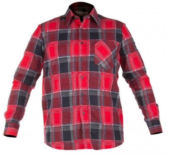 Darbo saugos prekės. Darbo drabužiai. Džemperiai, marškinėliai ilgomis rankovėmis. Marškiniai flaneliniai raudoni Lahti pro L d. 