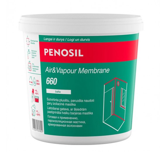 Statybinės medžiagos. Hidroizoliacinės medžiagos. Hidroizoliacinės mastikos ir mišiniai. Mastika PENOSIL Air Vapour Membrane, 1 kg 