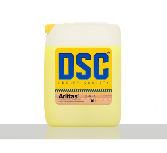 Dažai. Medienos apsaugos ir dekoravimo priemonės. Antiseptikai, balikliai. Medienos antiseptikas DSC Arlitas DDAC1.5 bespalvis 10l 