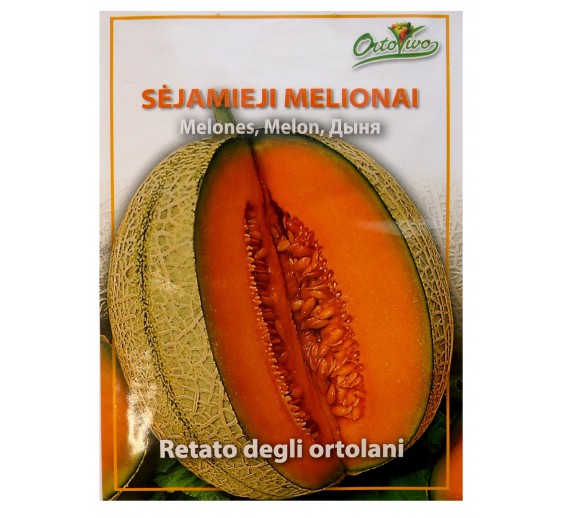Sodo ir daržo prekės. Sėklos, daigyklos, durpinės tabletės. Cukinijos, moliūgai, baklažanai. Melionas Retato degli ortolani 2g 