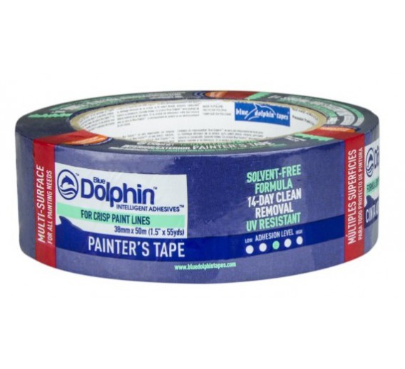 Dažai. Dažai, dažymo įrankiai, dažymo juostos. Apsauginės dažymo, glaistymo ir armavimo juostos. Mėlyna dažymo juosta Blue Dolphin 38mm x 50m 