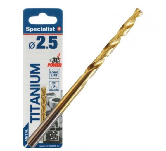 Darbo įrankiai. Įrankių priedai. Grąžtai metalui. llgi metalo grąžtai. Metalo grąžtas Specialist+ Titan 2,5 mm 2 vnt. 