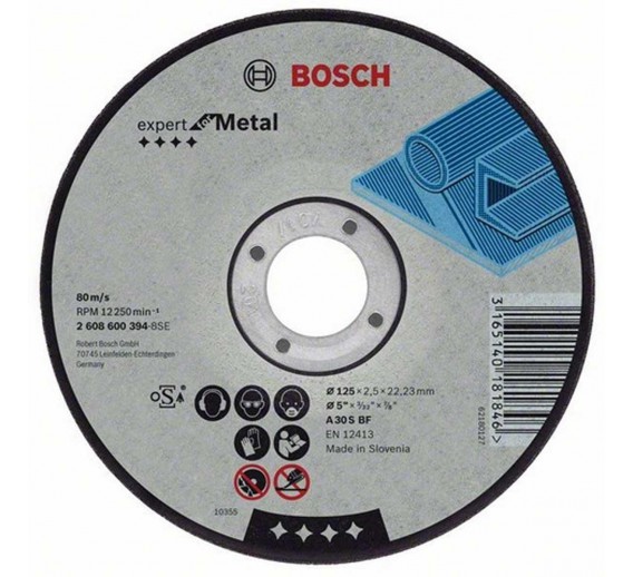 Darbo įrankiai. Įrankių priedai. Metalo pjovimo diskai. Metalo pjovimo diskas 125x2.5 2608600221 BOSCH 