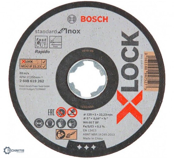Darbo įrankiai. Įrankių priedai. Metalo pjovimo diskai. Metalo pjovimo diskas Bosch X Lock 125x1,0 mm 