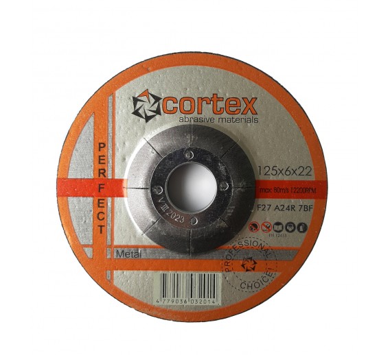 Darbo įrankiai. Įrankių priedai. Šlifavimo medžiagos. Metalo šlifavimo diskai. Metalo šlifavimo diskas Cortex Perfect 125x6x22,23 mm 