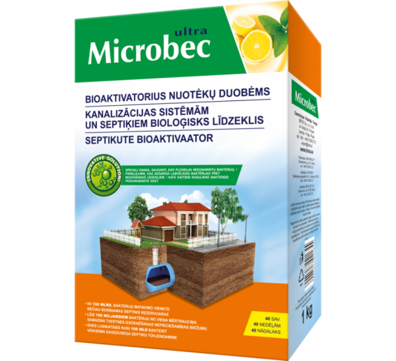 Švaros prekės. Priemonės lauko tualetams. Microbec preparatas nuotekų duobėms, 1kg