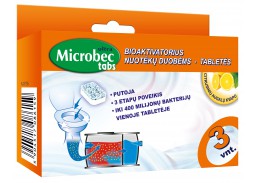 Švaros prekės. Priemonės lauko tualetams. Microbec tabletė nuotekų duobėms, 3x20g 