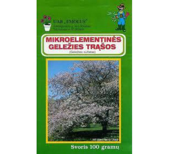 Sodo ir daržo prekės. Trąšos ir durpių substratai. Trąšos. Birios trąšos. Mikroelementinės geležies trąšos 100g Emolus 