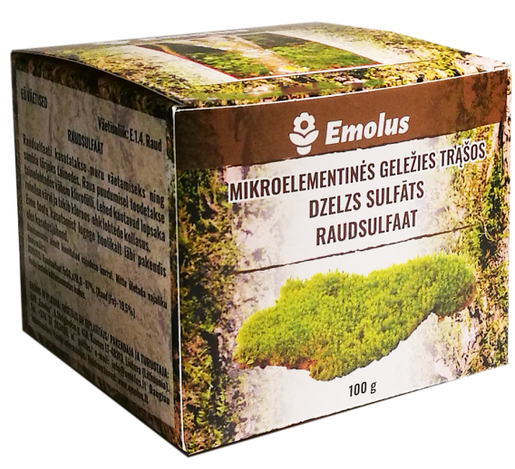 Sodo ir daržo prekės. Trąšos ir durpių substratai. Trąšos. Birios trąšos. Mikroelementinės geležies trąšos 100g Emolus