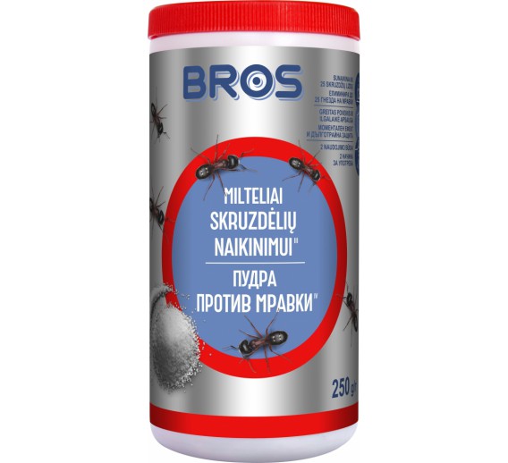 Sodo ir daržo prekės. Priemonės prieš kenkėjus. Priemonės prieš ropojančius ir skraidančius vabzdžius. Milteliai nuo skruzdžių Bros, 250g 