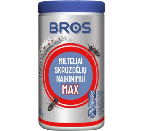 Sodo ir daržo prekės. Priemonės prieš kenkėjus. Priemonės prieš ropojančius ir skraidančius vabzdžius. Milteliai nuo skruzdžių Bros Max, 100 g 