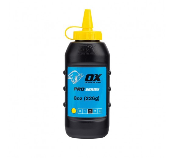 Darbo įrankiai. Mechaniniai įrankiai. Žymėjimo įrankiai - pieštukai, žymekliai, markeriai. Kalkiniai žymekliai ir kreidos. Milteliai OX Pro OX-P025703 geltoni 226 g 