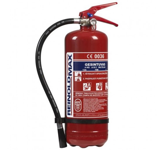Darbo saugos prekės. Gesintuvai. Miltelinis gesintuvas 4 kg 