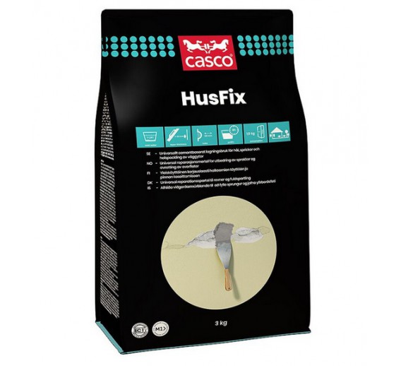 Dažai. Glaistas, gruntas, klijai, skiedikliai. Glaistai. Statybinis glaistas. Mišinys Casco Husfix 3 kg 