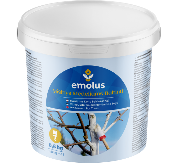 Sodo ir daržo prekės. Augalų apsaugos priemonės. Sodo priežiūros priemonės. Mišinys medeliams balinti Emolus, 0.8 kg