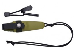 Darbo įrankiai. Mechaniniai įrankiai. Peiliai ir geležtės. Statybiniai peiliai, iškylavimo peiliai. Morakniv Eldris peilis ant kaklo, žalias, "Fire Starter" rinkinys
