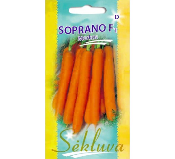 Sodo ir daržo prekės. Sėklos, daigyklos, durpinės tabletės. Morkų sėklos. Morkos SOPRANO F1