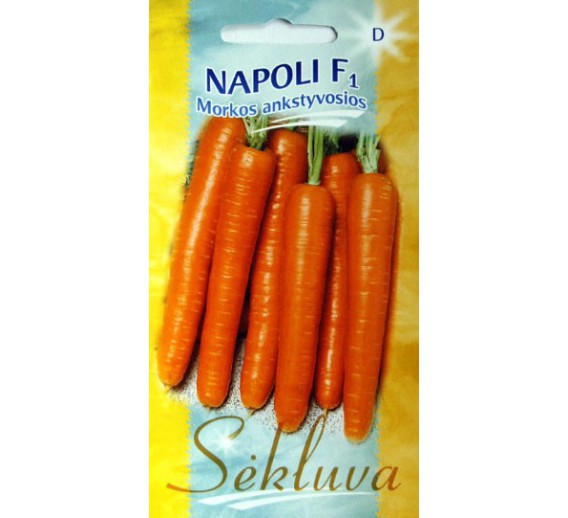 Sodo ir daržo prekės. Sėklos, daigyklos, durpinės tabletės. Morkų sėklos. Morkų sėklos NAPOLI 