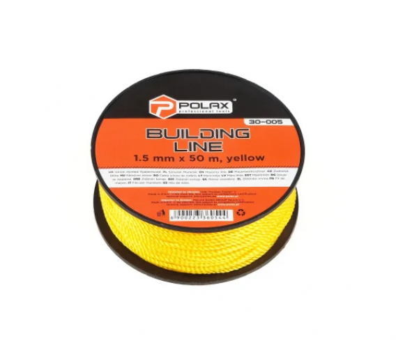 Darbo įrankiai. Mechaniniai įrankiai. Žymėjimo įrankiai - pieštukai, žymekliai, markeriai. Virvutės mūrininkui. Mūrininko virvelė Polax 50m 